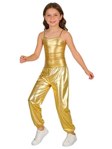 Maillot de gymnastique artistique lumineux Sywiyi pour fille tenue de sport or