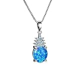 Pineapple Pendant Necklace Opal Necklace, 925 Sterling Silver Fruit Necklace for Women Girls, Plated...
