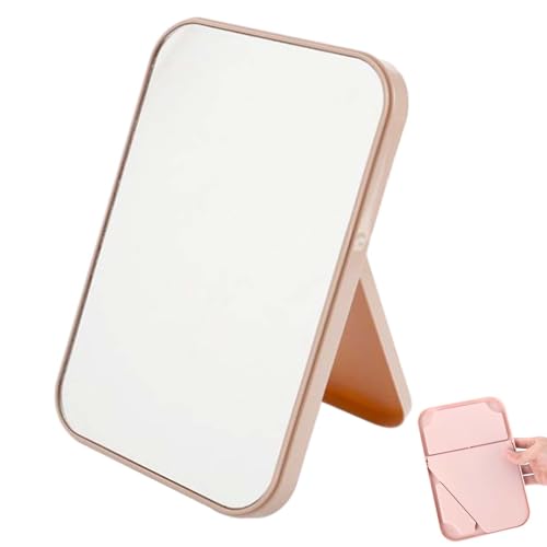 aqlbhz Travel Mirror Camping Mirror, Makeup Mirror, Fold-able Desktop Vanity Mirror,Makeup Mirror,Fold-able Desktop Vanity Mirror Portable Rectangular Makeup Mirror for Travel Camping Home(Pink)