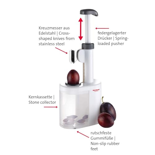 Foto von Westmark Pflaumenentsteiner, für küchenfertig entsteinte Pflaumen, Höhe: 26,5 cm, Kunststoff/Edelstahlklinge, Prunus, Weiß/Anthrazit, 40232260