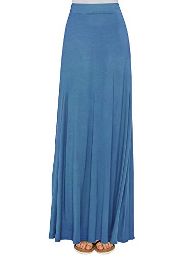 Women's Solid Maxi Skirt with Elastic Waist Band2