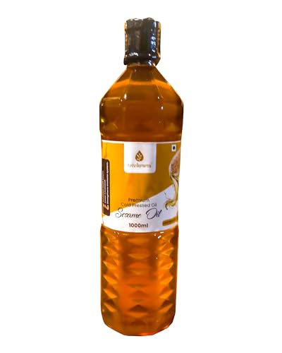 Image of Trivikrama Sesame Oil Bottle, 1 L (Cheku /Ghani) | 100% Pure & Unrefined | Rich in MUFA & Omega-6 PUFA | Multipurpose Edible Oil | Contains Natural Anti-Oxidants