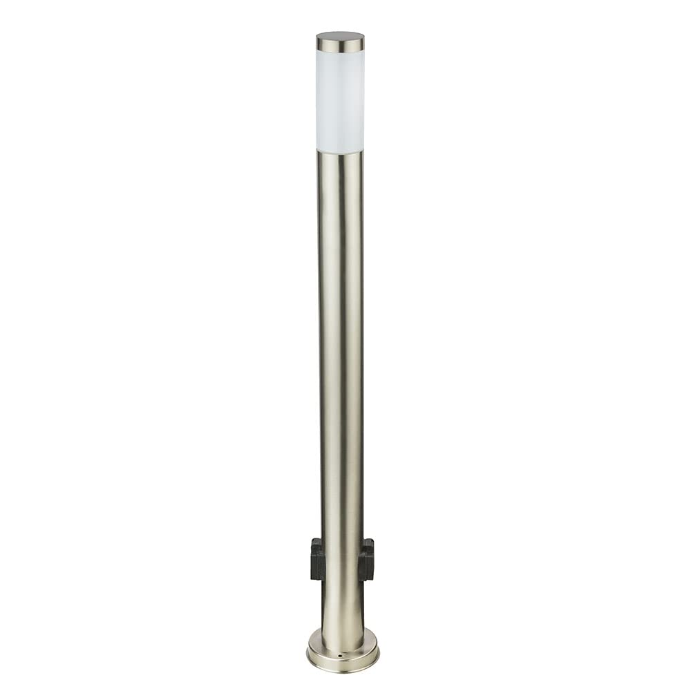 Lampadaire élégant 2 prises luminaire inox IP44 éclairage jardin terrasse extérieur
