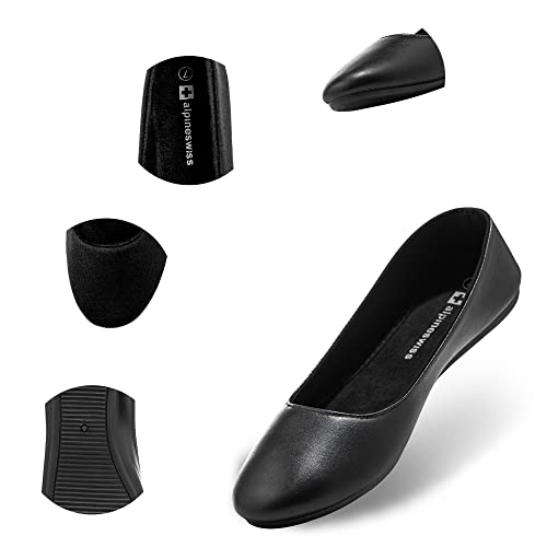 Alpine Swiss Womens Black Leather Pierina Ballet Flats 7 M Us #TOP2