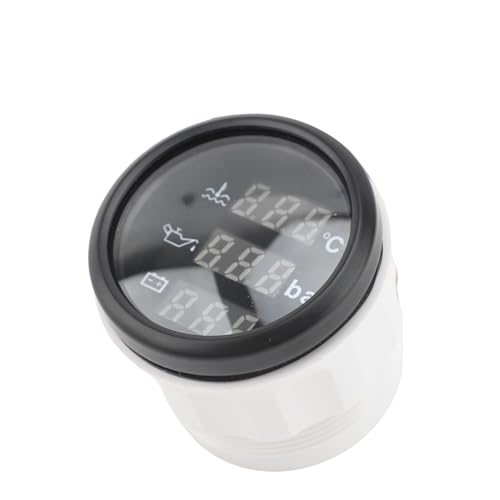 SIXRUN Strumento 3 in 1, Misuratore Digitale Temperatura Liquido Raffreddamento Pressione Olio Voltaggio, 52mm, 12V, Display Rosso, IP67, per Auto Barca Camion