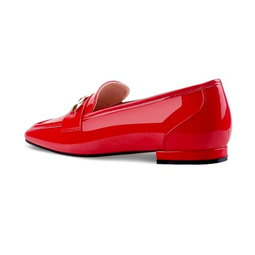 Image of Oh Mispares Womens Loafers Square Toe Low Heel Penny Loafers Fashion Comfortable Slip on Flats Casual Dressy Shoes for Women Work Office Patent Leather