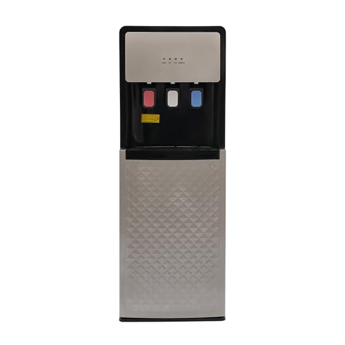 Bottom Loading Water Cooler Dispenser for 5L Bottled Water with Indicator Light, Automatic Thermostatic Hot and Cold Standing Water Dispenser 3 Temperatures (Silver Grey)