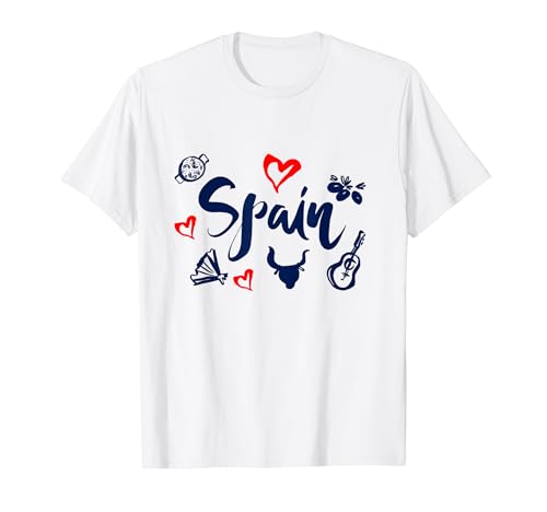 I Love Spain Culture Tee Shirt, Vintage Spain Graphic Design T�V���c