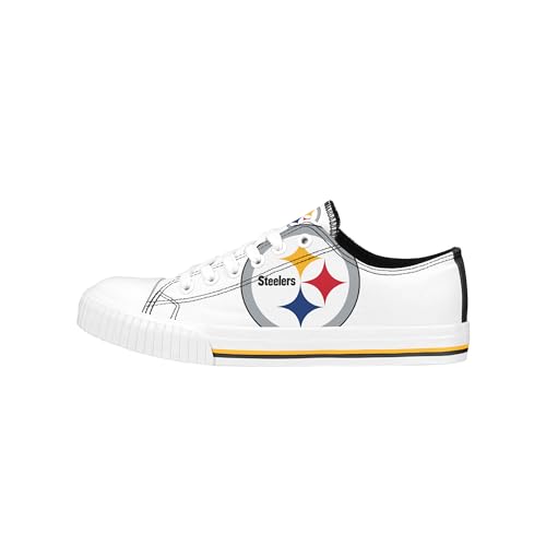 Image of FOCO NFL Womens NFL Ladies Fashion Team Big Logo Low Top White Canvas Sneakers Shoes
