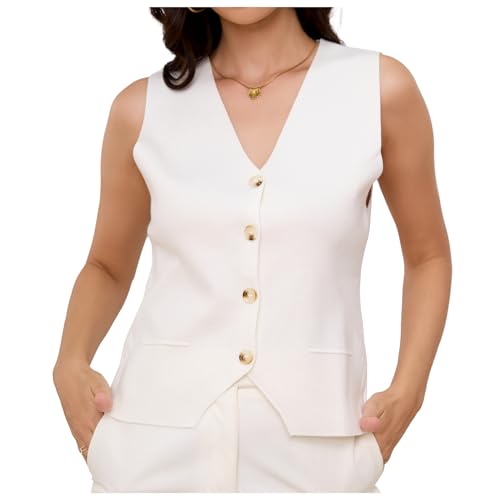 Image of JASGOOD Womens Knitted Sweater Vest Top Trendy Sleeveless V Neck Tank Top