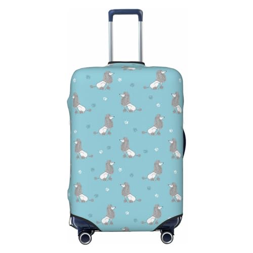 Cute Poodle Dog Green Luggage Cover Protector Anti-Scratch Washable Fits 18-32 Inch Luggage-Small