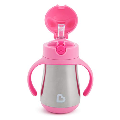 Image of Munchkin Cool Cat Sippy Cup for Toddlers, Stainless Steel, 8oz, Pink