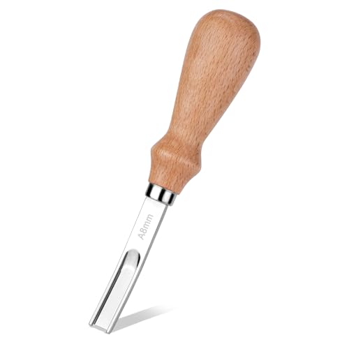 Jmuiiu 8mm Leather Edge Skiving Bevelers Tool, Skiving Knife Leather Working Tools Leather Edge Trimmer, Wide Mouth Skiving Tool for All Types of Leather Processing