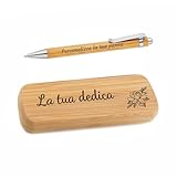 Astuccio in Legno di Bambù con Penna Personalizzabile – Set con Incisione Personalizzata – Idea Regalo Uomo, Donna, Laurea, Compleanno, Aziendale (Astuccio)