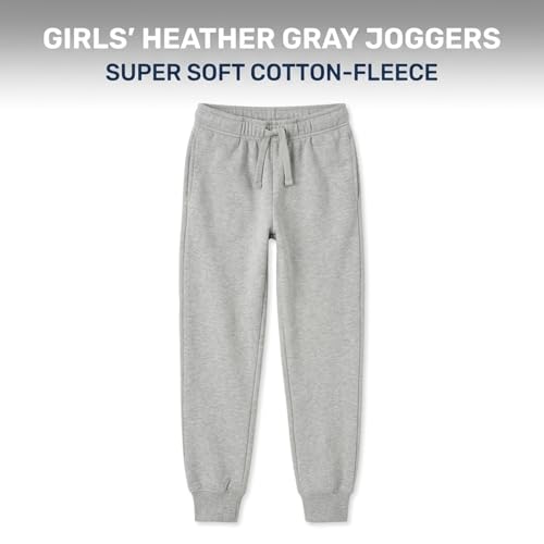 Image of EVERYDAY KIDS Girls' Cotton Fleece Sweatpants; Girls' Activewear Jogger Pants - Soft and Breathable Cotton /Poly Blend