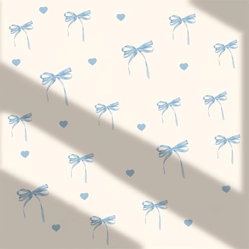 6 láminas adhesivas de pared azul con moño miniatura 2