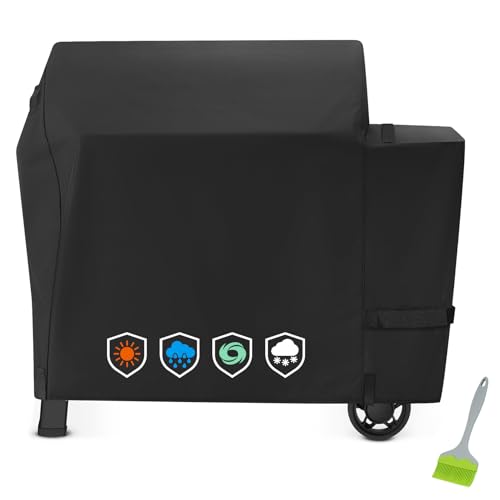 EZ-DONGTENG Heavy-Duty 600D Waterproof BBQ Grill Cover fits for Weber Searwood XL 600 Pellet Grill，3400146 Weber Searwood XL 600 Cover, Black