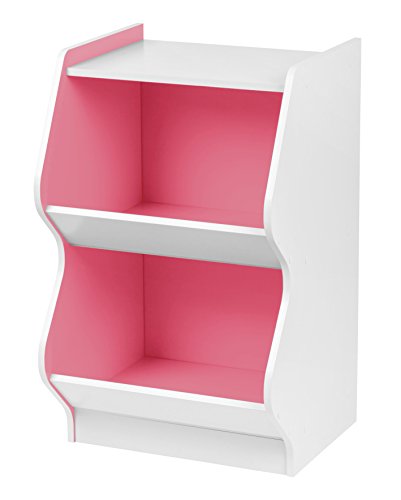 IRIS 2 Tier Curved Edge Storage Shelf, White and Pink