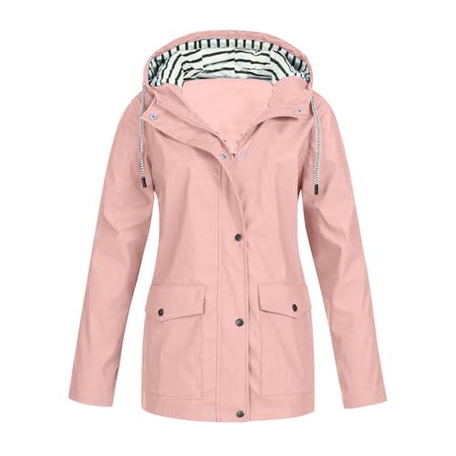 Genérico Chaqueta Mujer Impermeable Cortavientos Chaquetas con Capucha y Cremallera Abrigo Tallas Grandes Primavera Otoño (XXXXXL)