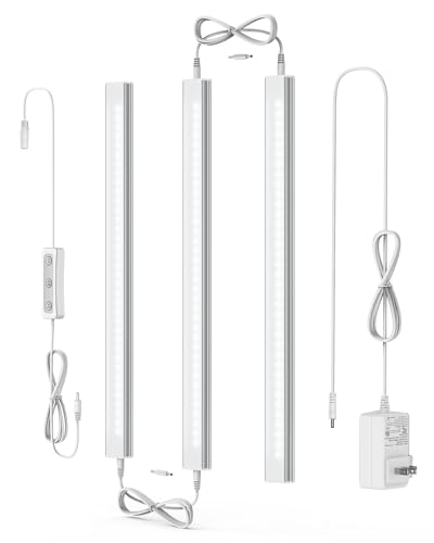 ASOKO Dimmable LED Under Cabinet Lighting Cold White 5000K, 3 Pack 12 inch Linkable Led Under...