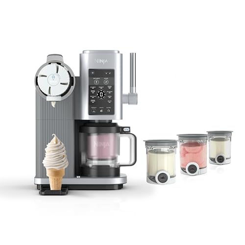 Ninja Swirl by CREAMi Ice Cream and Soft Serve Maker, Includes (4) Pints for Sorbet, Milkshake, Frozen Yogurt, Low Calories Program & More, 13-in-1, Soft Serve Handle
