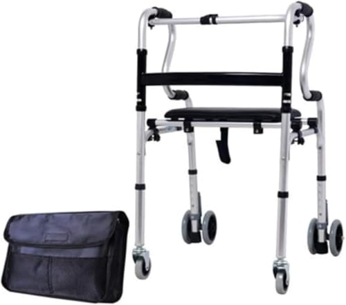 CokBlu 折りたたみ歩行器 介護用 アルミ製 5 階段調節可能 防水 お風呂用車いす キャスター・ブレーキ付き リハビリ・高齢者用 コンパクト軽量 持ち運び便利