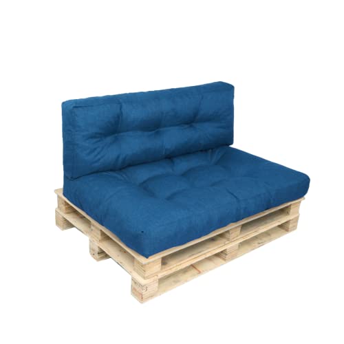 Bananair Coussin Palette - Matelas de Palette, Fauteuil, Canapé, Siège pour Palette Euro - Assise - Fabriqué en France (Coussin 120 x 80 cm Assise, Bleu)