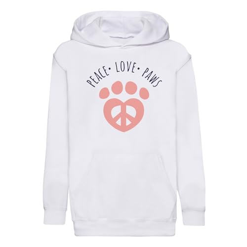 Sweat à capuche enfant Peace Love Paws Chat Chien coton premium