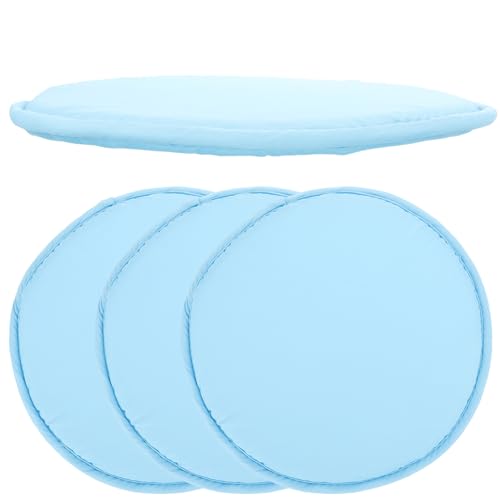 Luxshiny Almohadillas para Asiento al Aire Libre 4 Piezas Redondas de Poliéster Azul Claro, Cojín Portátil Multifuncional para Picnic, Camping, Jardín y Patio