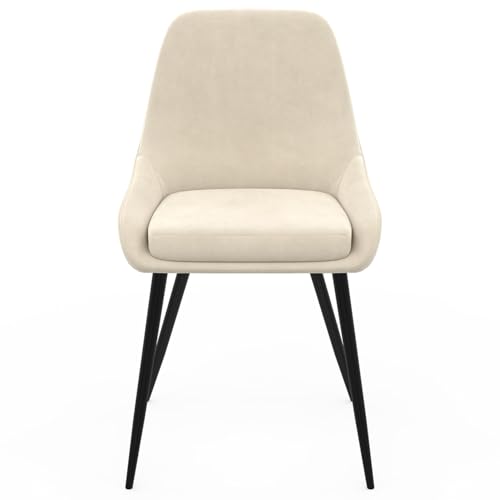 IDMarket - Lot de 4 chaises THALYA en Velours Beige avec accoudoirs – Image 6