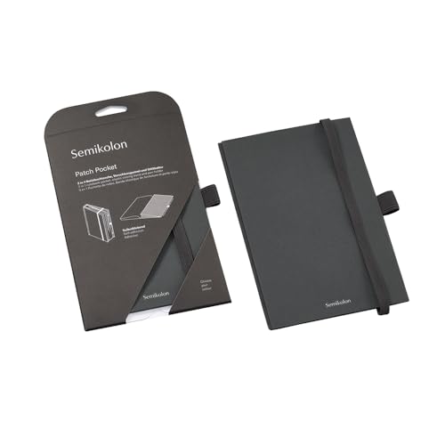 Semikolon 370996 Notebook Pocket 3-in-1 - Falttasche für Notizbuch A5 - mit Gummiverschluss und Stiftschlaufe - Lava Stone
