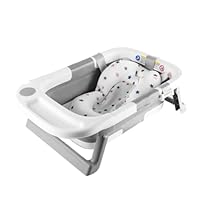 simpa Foldable & Collapsible Baby Bath Tub with Support Cushion – Portable, Non-Slip, Temperature-Sensitive Plug for Newborns to 3 Years