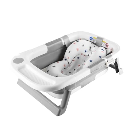 simpa Foldable & Collapsible Baby Bath Tub with Support Cushion – Portable, Non-Slip, Temperature-Sensitive Plug for Newborns to 3 Years