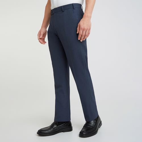 Image of Park Avenue Men's Regular Fit Mid Rise Solid Pattern Poly Viscose Blend Flat Front Formal Trouser