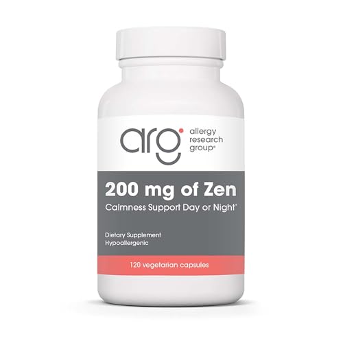 Allergy Research Group 200 mg of Zen - GABA L-Theanine Supplement, Natural Calm, Sleep & Relax Support for Women & Men, Take Day or Night for Relaxation & Calm Energy - 120 Vegetarian Capsules
