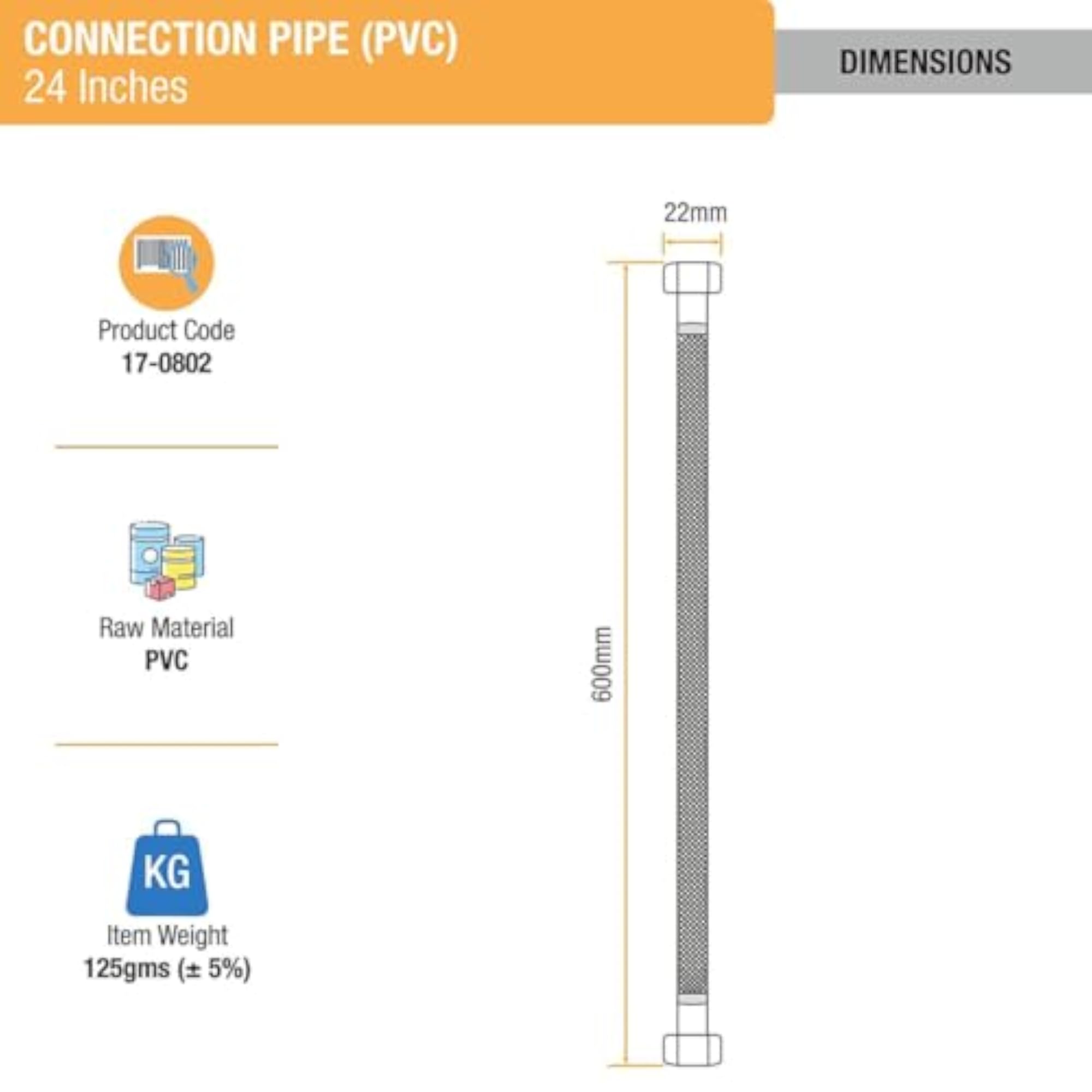 24 Inches Heavy Duty PVC Connection Pipe, Pack of 2