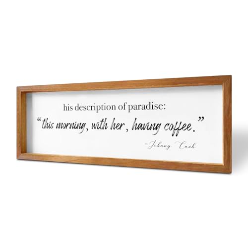 Coffee Bar Sign Rustic Wood Framed, Farmhouse Kitchen Wall Decor with Motivational Quote, Coffee Station Accessories for Home Office Cafe
