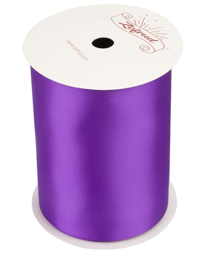 Zofrud Purple Satin Ribbon 100mm x 9 Meters - Large Ribbon Ideal for Bows, Gift Wrapping, Flower Bouquet, and Crafts - Image 2