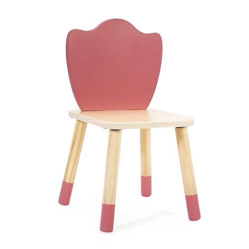 Classic World Wooden Grace Kinder Schreibtischstuhl, leicht, tragbar, runde Kanten für Sicherheit, Nusery Decor, Kinderzimmermöbel, ab 3 Jahren, Pastellrote Tulpe (28 x 28 x 49 cm)