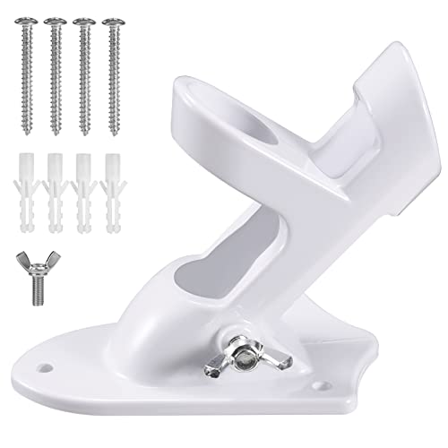 Flag Pole Holder Brackets, BONWIN 1' Flag Pole Mounting Bracket with Hardwares for House Wall Mount, 1' Inner Diameter, Two Positions & Aluminium Alloy, Rust Free Coated (White - 1 Pack)