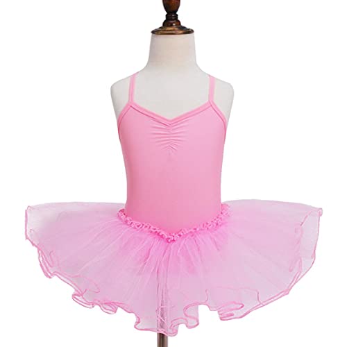 Justaucorps de danse classique haut de gamme avec tutu rose et dos croisé pour fille