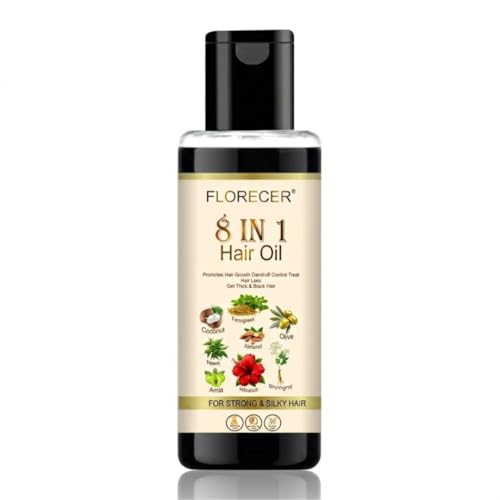 Image of Florecer 8 Herbs In Hair Oil For For Strong And Healthy Hair | Dry And Frizzy Hairs- 100 Ml