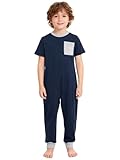 easyforever Special Needs Adaptive Clothing for Kids Boys Short Sleeve Anti-Strip Jumpsuit Back-Zip Long Leg Romper Navy Blue 6 Years