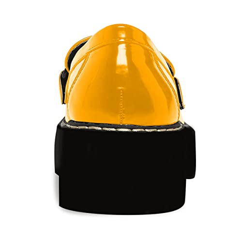 YDN Women Thick Platform Penny Loafers Round Toe Chunky Low Heel Pumps Chain Slip on Outdoor Walking Shoes Size 4-15 US2