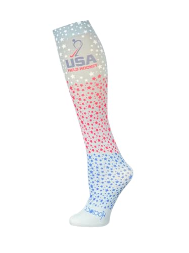 Hocsocx Red White Blue Stars Socks Performance Liner Moisture-Wicking Protection for Field Hockey, Ice Hockey, and Soccer