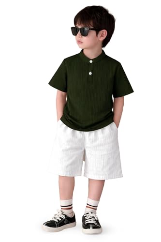 Image of Fashion Dream Boys Cotton Blend Solid Co-ord Set|Boys Co-ord Set|Boy's Clothing Set|Boy's 2 Piece Set|Clothing Set|Boys T-Shirt and Short Set|Co-ords