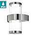 Produktbild EGLO LED Außen-Wandlampe Beverly 1, 2 flammige Außenleuchte, Wandleuchte aus Edelstahl und Kunststoff, Farbe: Silber, weiß, IP44