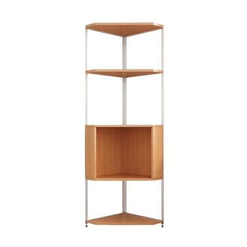 Estantería esquinera de madera maciza natural, estante triangular de almacenamiento de 3 niveles, estantería para sala de estar, estantería multicapa, elegante decoración del hogar (grande)
