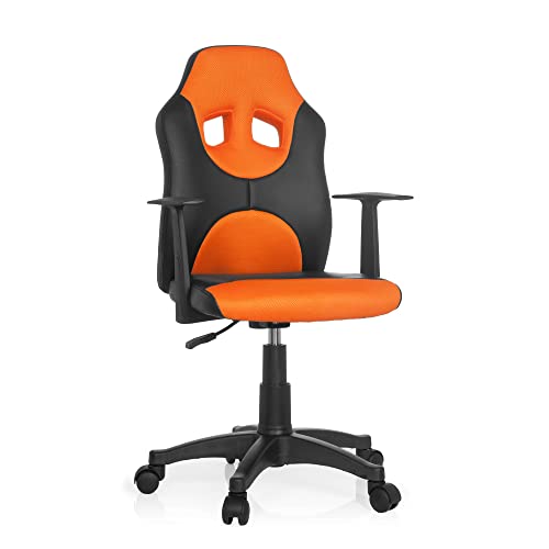Hjh Office 670810 Silla Giratoria Para Niños Kid Game Al Piel Sintética Y Tejido Negro Naranja, Silla De Escritorio, Ajuste De Altura, Diseño De Carreras Hjh Office 670810 Silla Giratoria Para Niños Kid Game Al Piel Sintética Y Tejido Negro Naranja, Silla De Escritorio, Ajuste De Altura, Diseño De Carreras
