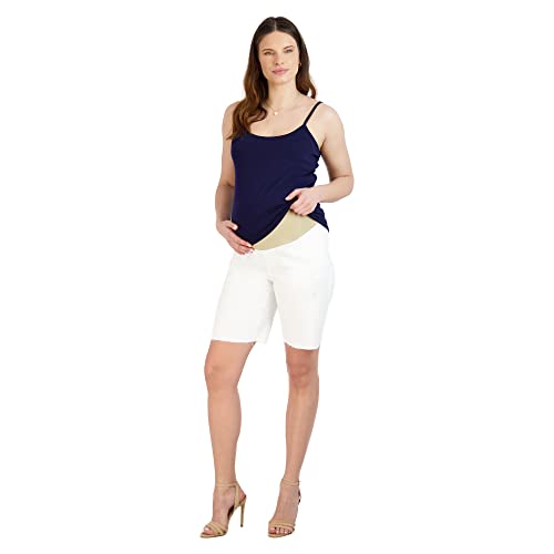 Savi Parker Women's Maternity Shorts Bermuda 9 Inch - Mom To Be Comfy Activewear - Pregnant Women Clothes For Summer, Everyday Wear, And Casual Wear - Bci Certified (White, Extra Large) #TOP3
